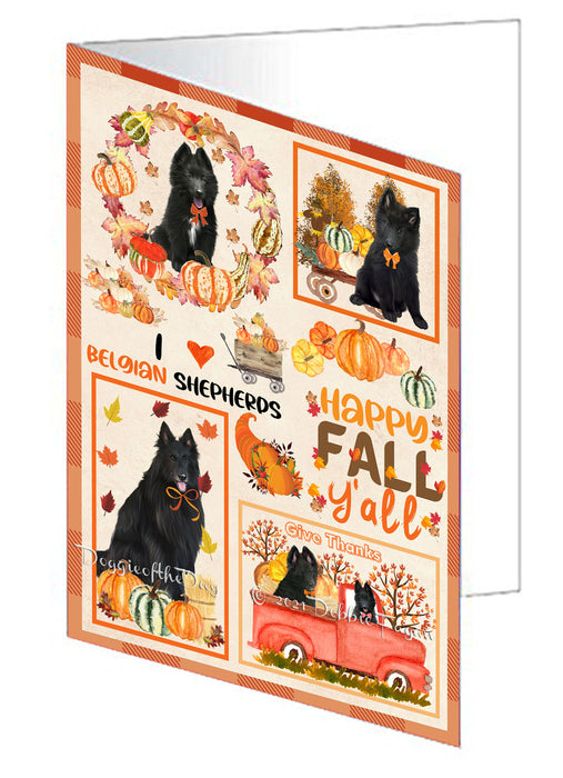 Happy Fall Y'all Pumpkin Belgian Shepherd Dogs Handmade Artwork Assorted Pets Greeting Cards and Note Cards with Envelopes for All Occasions and Holiday Seasons GCD76916
