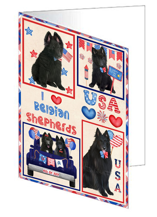 4th of July Independence Day I Love USA Belgian Shepherd Dogs Handmade Artwork Assorted Pets Greeting Cards and Note Cards with Envelopes for All Occasions and Holiday Seasons