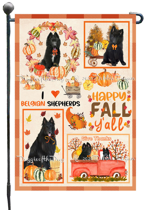 Happy Fall Y'all Pumpkin Belgian Shepherd Dogs Garden Flags- Outdoor Double Sided Garden Yard Porch Lawn Spring Decorative Vertical Home Flags 12 1/2"w x 18"h