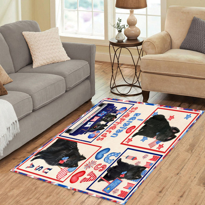4th of July Independence Day I Love USA Belgian Shepherd Dogs Area Rug - Ultra Soft Cute Pet Printed Unique Style Floor Living Room Carpet Decorative Rug for Indoor Gift for Pet Lovers
