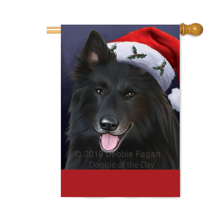 Personalized Christmas Holidays Belgian Shepherd Dog Wearing Santa Hat Portrait Head Custom House Flag FLG-DOTD-A59856
