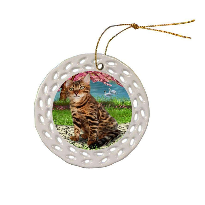 Bengal Cat Ceramic Doily Ornament DPOR52747