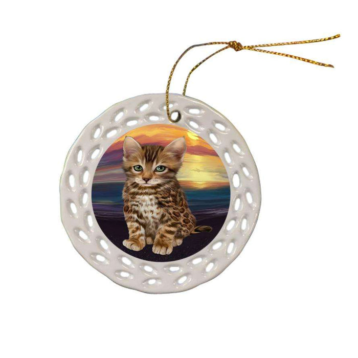 Bengal Cat Ceramic Doily Ornament DPOR52765