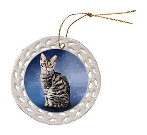 Bengal Cat Christmas Doily Ceramic Ornament