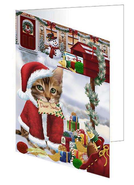 Bengal Cat Dear Santa Letter Christmas Holiday Mailbox Handmade Artwork Assorted Pets Greeting Cards and Note Cards with Envelopes for All Occasions and Holiday Seasons GCD64592