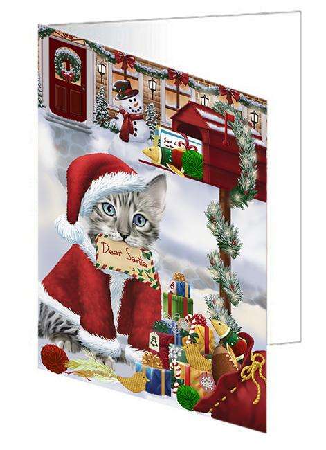 Bengal Cat Dear Santa Letter Christmas Holiday Mailbox Handmade Artwork Assorted Pets Greeting Cards and Note Cards with Envelopes for All Occasions and Holiday Seasons GCD64595