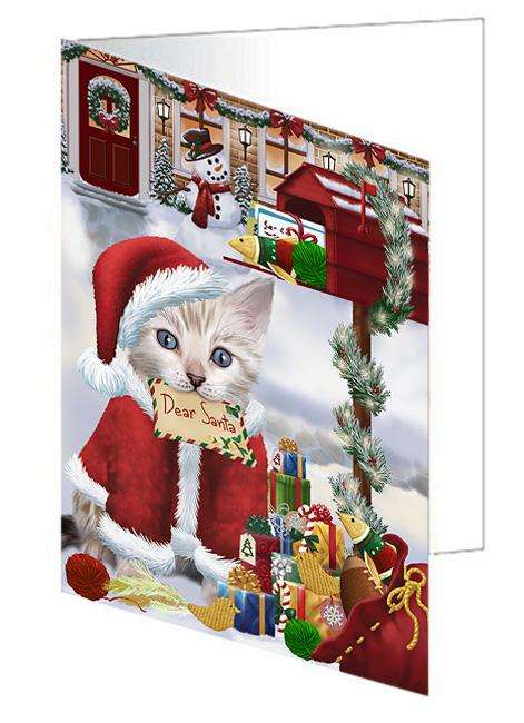 Bengal Cat Dear Santa Letter Christmas Holiday Mailbox Handmade Artwork Assorted Pets Greeting Cards and Note Cards with Envelopes for All Occasions and Holiday Seasons GCD64598