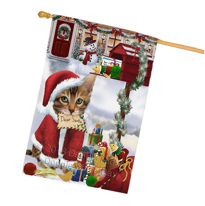 Bengal Cat Dear Santa Letter Christmas Holiday Mailbox House Flag FLG53719