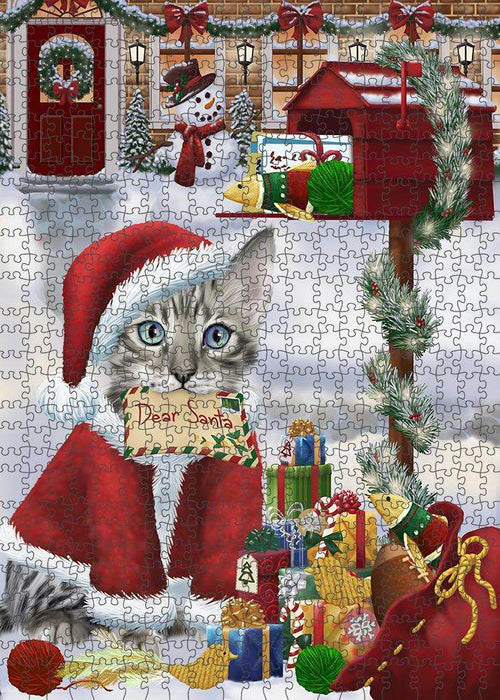 Bengal Cat Dear Santa Letter Christmas Holiday Mailbox Puzzle with Photo Tin PUZL81244