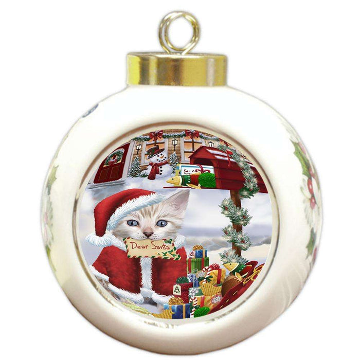 Bengal Cat Dear Santa Letter Christmas Holiday Mailbox Round Ball Christmas Ornament RBPOR53523