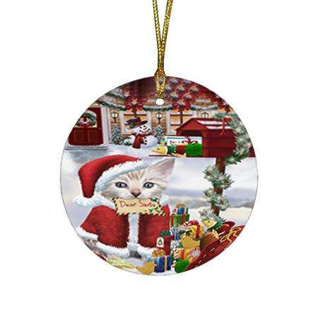 Bengal Cat Dear Santa Letter Christmas Holiday Mailbox Round Flat Christmas Ornament RFPOR53514