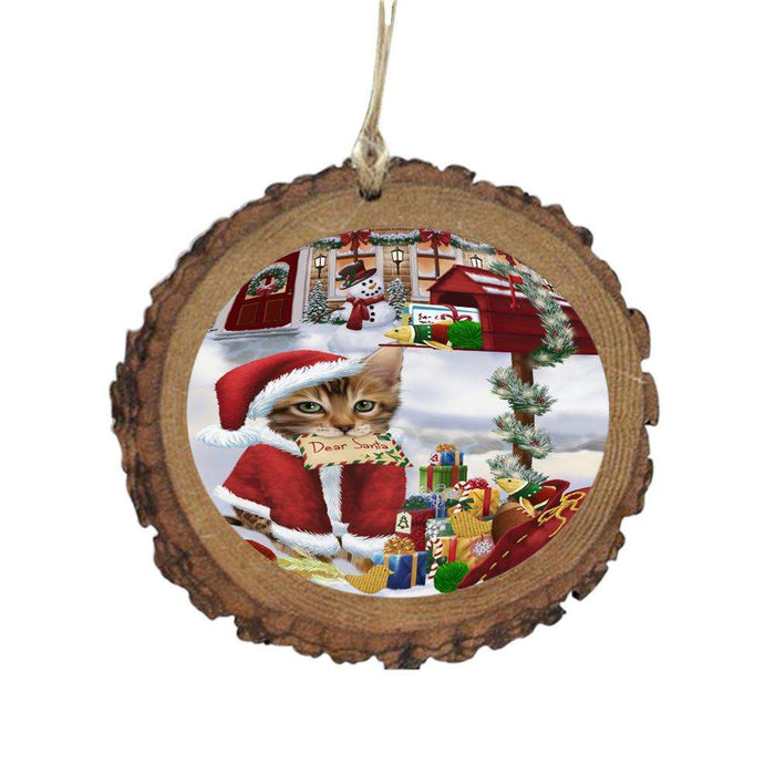 Bengal Cat Dear Santa Letter Christmas Holiday Mailbox Wooden Christmas Ornament WOR49008