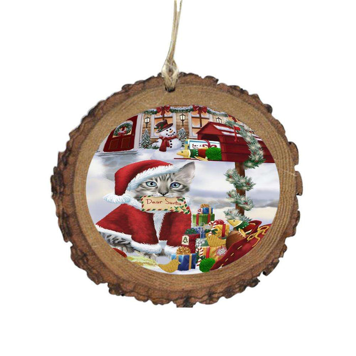 Bengal Cat Dear Santa Letter Christmas Holiday Mailbox Wooden Christmas Ornament WOR49009