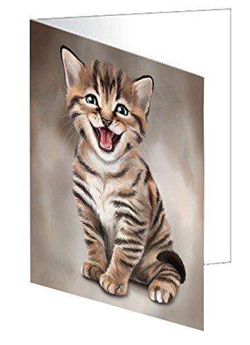 Bengal Cat Handmade Artwork Assorted Pets Greeting Cards and Note Cards with Envelopes for All Occasions and Holiday Seasons D012