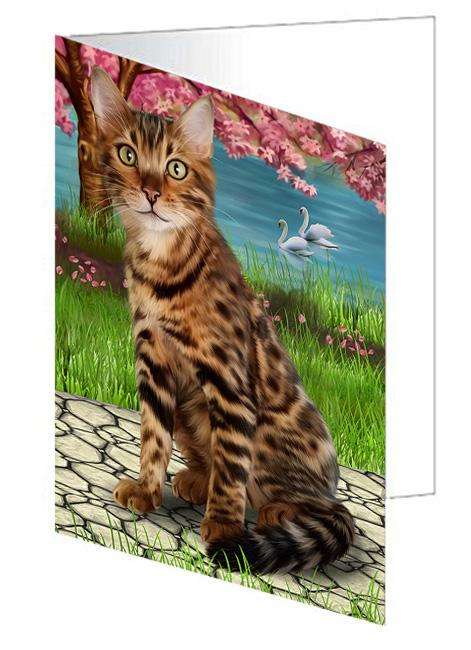 Bengal Cat Handmade Artwork Assorted Pets Greeting Cards and Note Cards with Envelopes for All Occasions and Holiday Seasons GCD62270