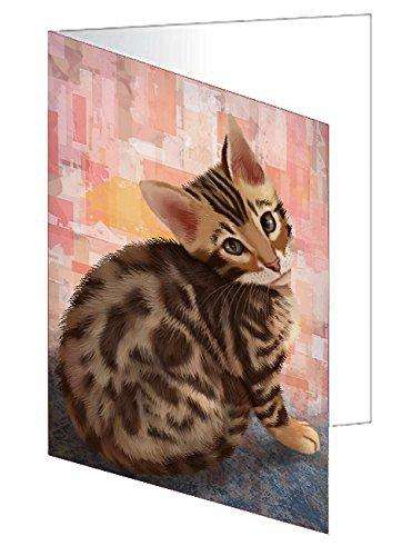 Bengal Cat Handmade Artwork Assorted Pets Greeting Cards and Note Cards with Envelopes for All Occasions and Holiday Seasons
