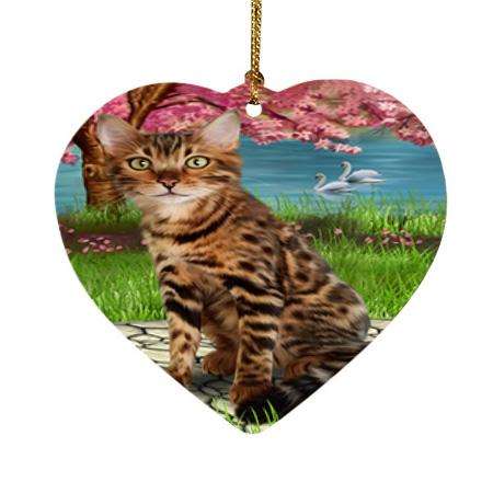 Bengal Cat Heart Christmas Ornament HPOR52747