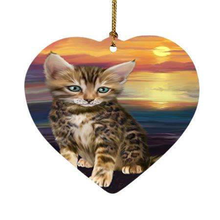 Bengal Cat Heart Christmas Ornament HPOR52763