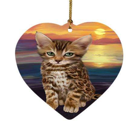 Bengal Cat Heart Christmas Ornament HPOR52765