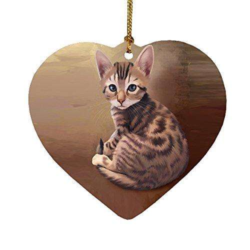 Bengal Cat Heart Christmas Ornament
