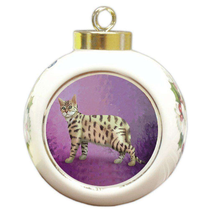 Bengal Cat Round Ball Christmas Ornament