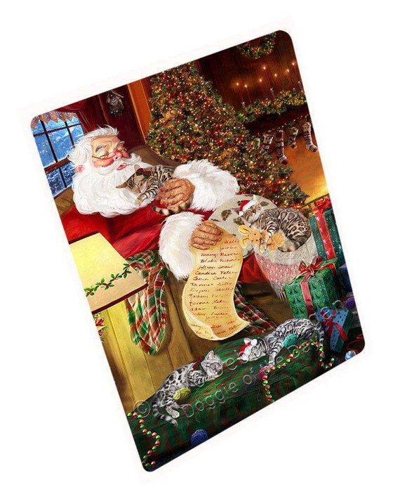 Bengal Cats and Kittens Sleeping with Santa Tempered Cutting Board