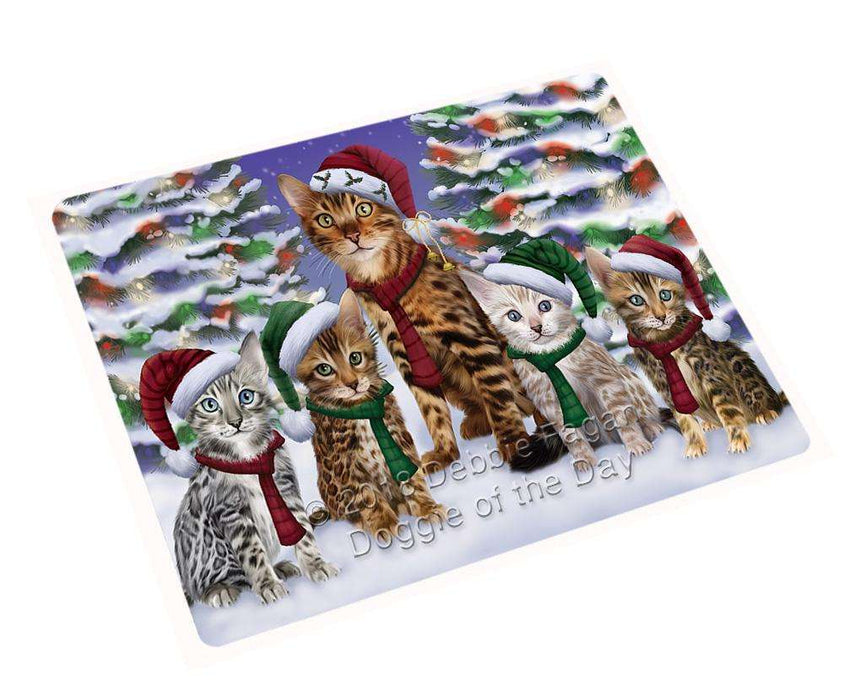 Bengal Cats Christmas Family Portrait in Holiday Scenic Background Large Refrigerator / Dishwasher Magnet RMAG76422