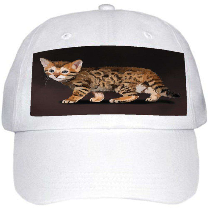Bengal Kitten Cat Ball Hat Cap Off White