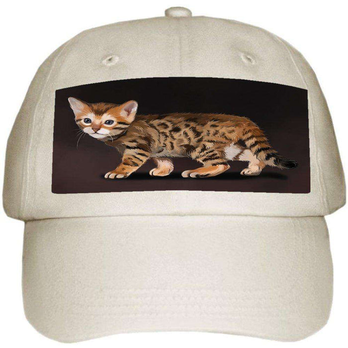 Bengal Kitten Cat Ball Hat Cap Off White