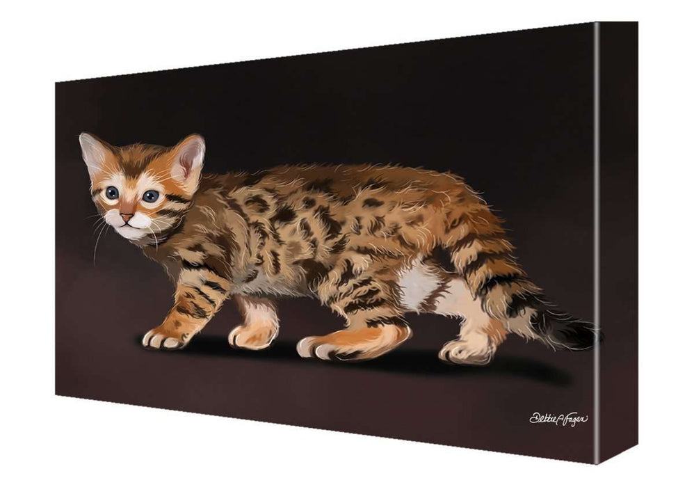 Bengal Kitten Cat Painting Printed on Canvas Wall Art Signed