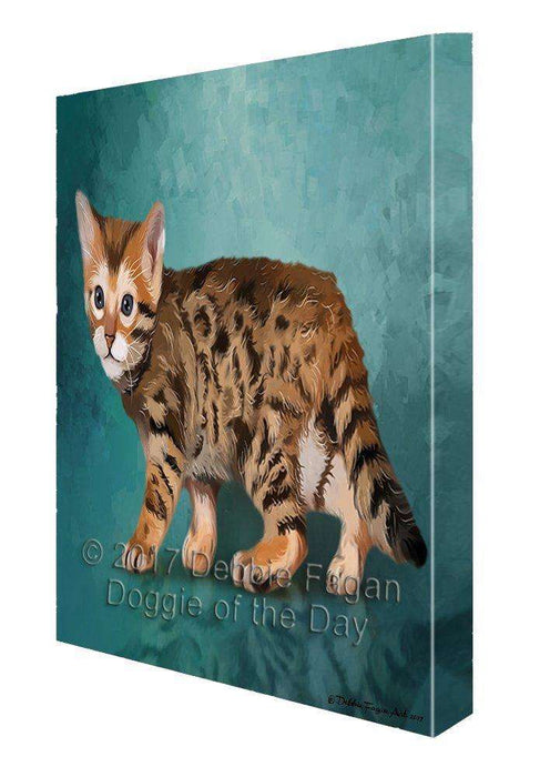 Bengal Kitten Cat Painting Printed on Canvas Wall Art