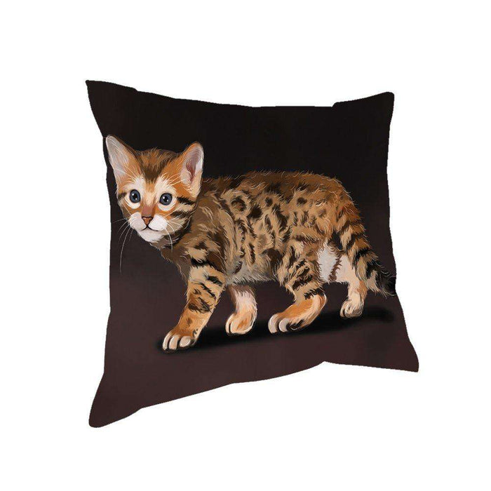 Bengal Kitten Cat Throw Pillow