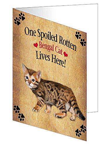 Bengal Kitten Spoiled Rotten Cat Handmade Artwork Assorted Pets Greeting Cards and Note Cards with Envelopes for All Occasions and Holiday Seasons