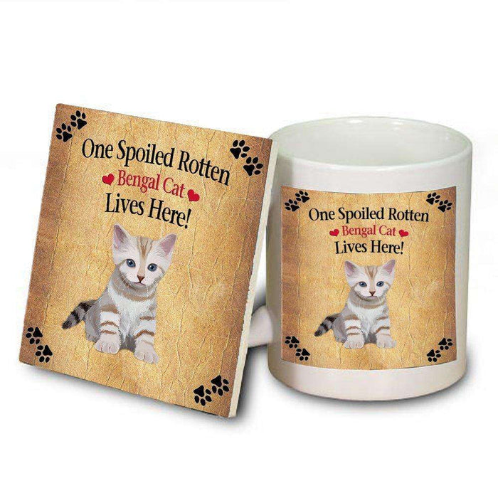 Bengal Kitten Spoiled Rotten Cat Mug and Coaster Set