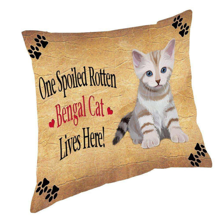 Bengal Kitten Spoiled Rotten Cat Throw Pillow