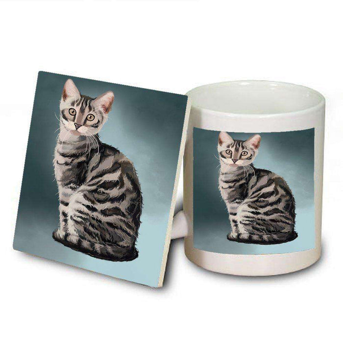 Bengal Silver Cat Mug and Coaster Set