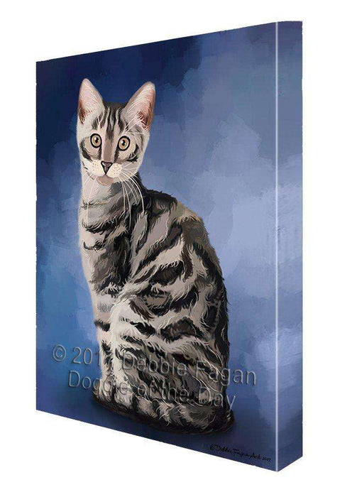 Bengal Silver Cat Painting Printed on Canvas Wall Art