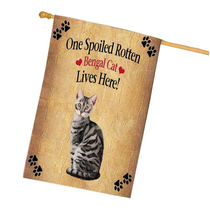 Bengal Silver Spoiled Rotten Cat House Flag