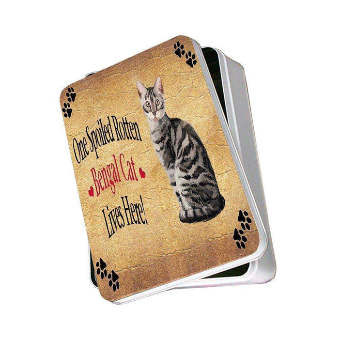 Bengal Silver Spoiled Rotten Cat Photo Storage Tin