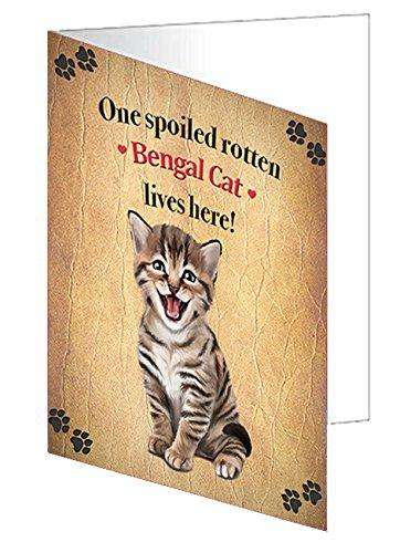 Bengal Spoiled Rotten Cat Handmade Artwork Assorted Pets Greeting Cards and Note Cards with Envelopes for All Occasions and Holiday Seasons