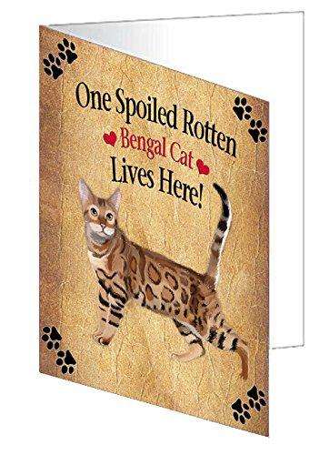 Bengal Spoiled Rotten Cat Handmade Artwork Assorted Pets Greeting Cards and Note Cards with Envelopes for All Occasions and Holiday Seasons
