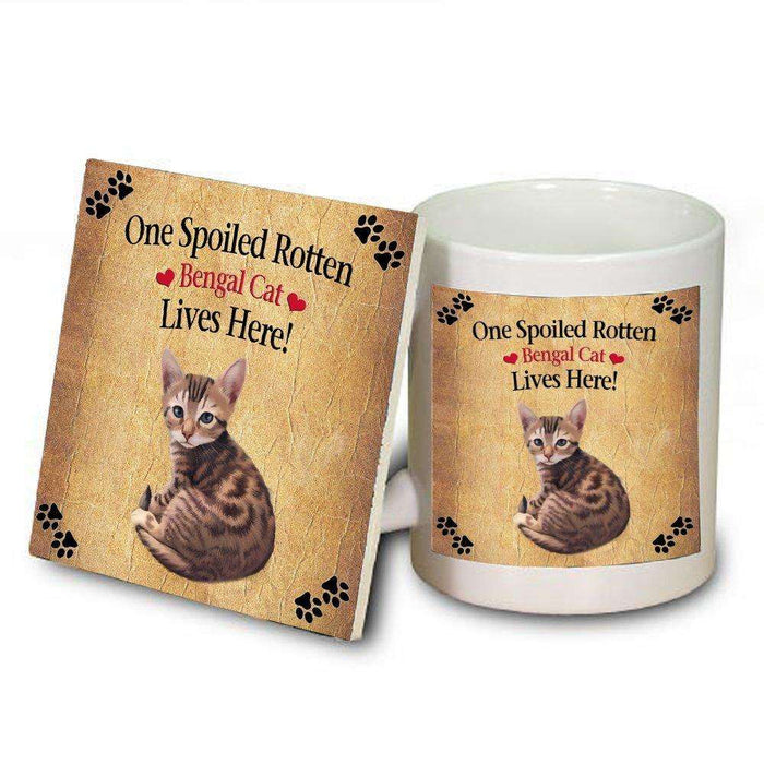 Bengal Spoiled Rotten Cat Mug and Coaster Set