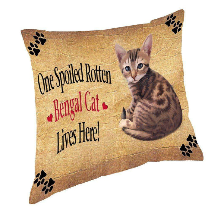 Bengal Spoiled Rotten Cat Throw Pillow