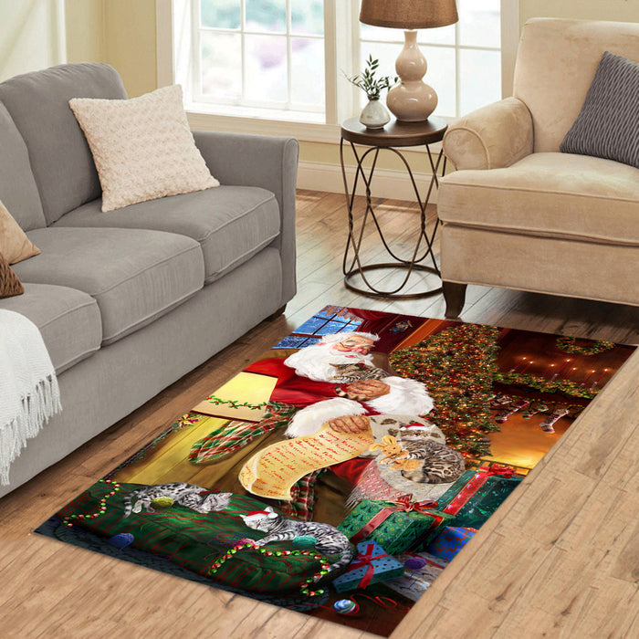 Santa Sleeping with Bengal Cats Area Rug