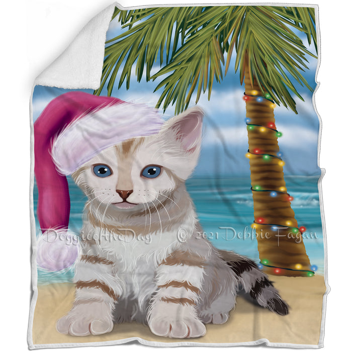 Summertime Happy Holidays Christmas Bengal Cat on Tropical Island Beach Blanket