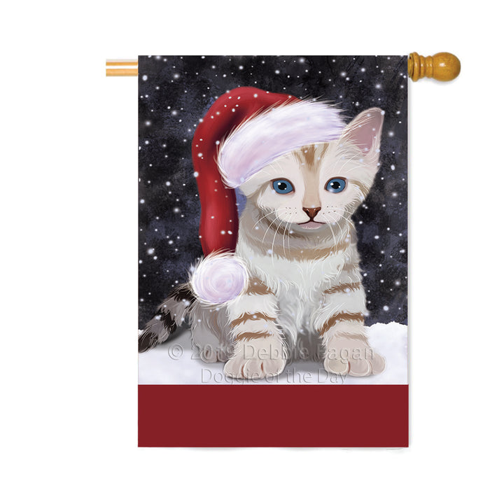 Personalized Let It Snow Happy Holidays Bengal Cat Custom House Flag FLG-DOTD-A62311