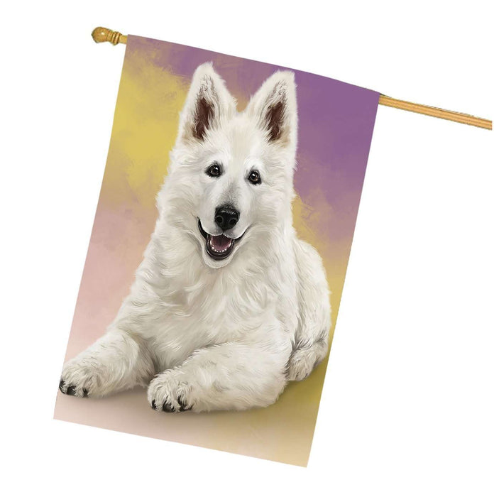 Berger Blanc Suisses Dog House Flag