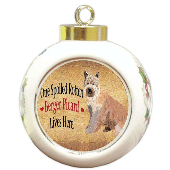 Berger Picard Spoiled Rotten Dog Round Ball Christmas Ornament