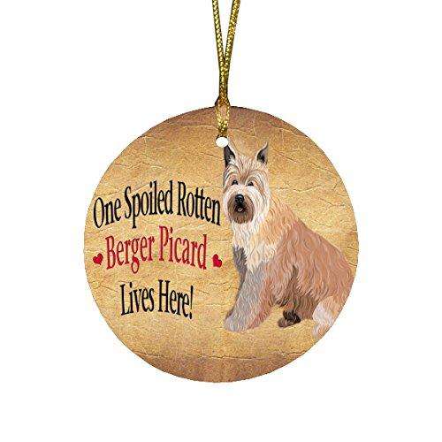 Berger Picard Spoiled Rotten Dog Round Christmas Ornament