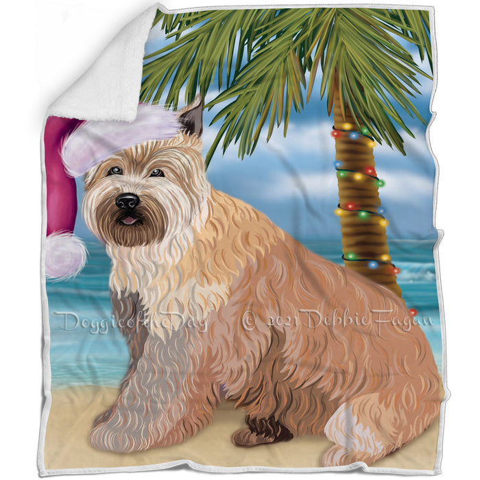 Summertime Happy Holidays Christmas Berger Picard Dog on Tropical Island Beach Blanket